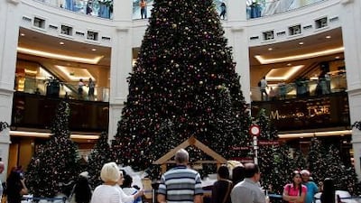 A Christmas tree decorated and on display at the Mall of The Emirates. Mike Young / The National
