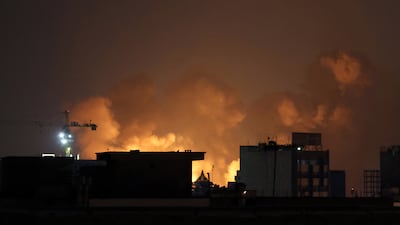 Smoke rises from the site of an air strike on central Tehran. EPA
