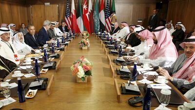 US president Barack Obama meets with GCC delegates at Camp David in Maryland on May 14, 2015. Kevin Lamarque/Reuters