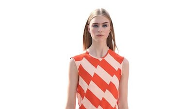 A model for Jonathan Saunders shows off a bold print look, which is set to be one of the staples of spring/summer looks this season. Catwalking / Getty Images