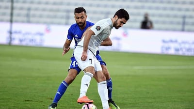 Joan Oumari, right, made his full debut for Al Nasr in the 2-2 draw against Al Dhafra on January 14, 2017. Courtesy Arshad Khan