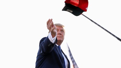 Former US president Donald Trump speaks at a rally in Delaware, Ohio. Reuters
