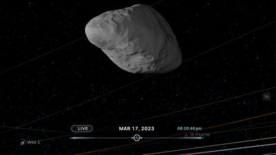 A rendition of the 2023 DW asteroid.