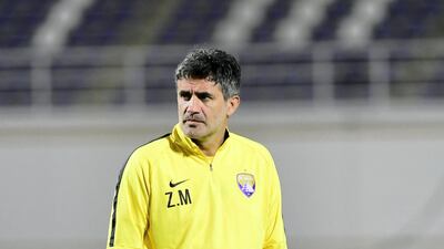 Al Ain manager Zoran Mamic takes a training session at Khalifa bin Zayed Stadium as his team prepare for the 2018 Fifa Club World Cup. Courtesy Al Ain FC