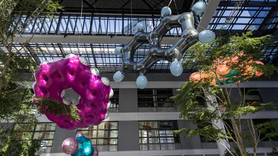 The large sculptures in Benzene Float are based on scientific drawings of petrochemical substances. Antonie Robertson / The National