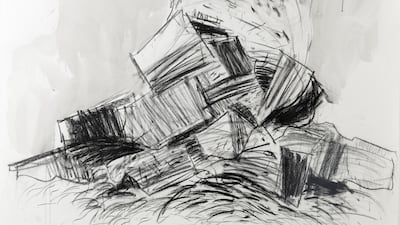 Harb created the series of paintings as a reaction to the current conflict in Gaza. Pictured: Dystopia is not a Noun 4. Photo: Tabari Artspace