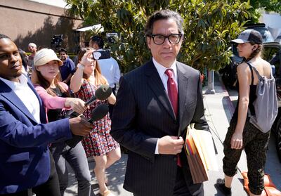 Britney Spears's newly appointed lawyer Mathew Rosengart leaves the Stanley Mosk Courthouse following a hearing concerning the pop singer's conservatorship. AP