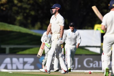 Alastair Cook of England looks dejected after being dismissed by Trent Boult of New Zealand during day one of the Second Test match between New Zealand and England at Hagley Oval on March 30, 2018 in Christchurch, New Zealand. Kai Schwoerer / Getty Images
