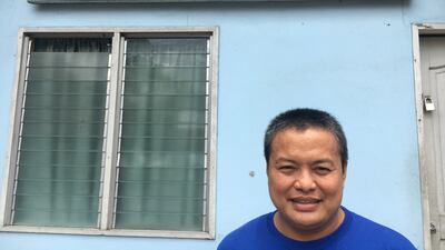 Ronaldo Rivera, the ex-user quoted below at his offices at the rehab program. For Colin Freeman Duterte story. (Photo by Colin Freeman for The National) *** Local Caption *** IMG_1741.JPG