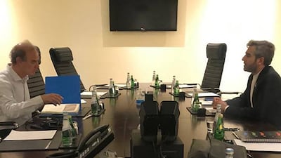 Iran's chief nuclear negotiator Ali Bagheri Kani, right, with the European Union's nuclear talks co-ordinator Enrique Mora in Qatar's capital Doha on June 28, 2022. AFP