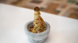 The famous pistachio ice cream is served with extra virgin olive oil. Photo: Roberto's