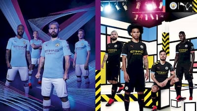 Manchester City's new home and away kits. Courtesy Manchester City