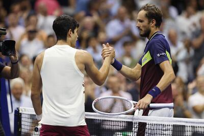 Daniil Medvedev after defeating Carlos Alcaraz in their US Open semi-final. AFP