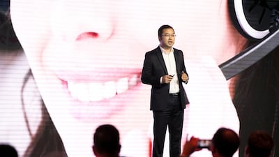 Stephen Ha, general manager of Tecno Global, during the global unveiling Phantom 6 and Phantom 6 Plus smartphone devices in Dubai. Reem Mohammed / The National
