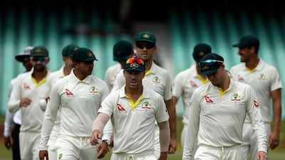 Australia's David Warner, centre, was involved in an altercation during the first Test. Themba Hadebe / AP Photo