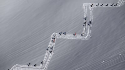 Skiers compete in the Pierra Menta ski-mountaineering race in Areches-Beaufort, south-eastern France. AFP
