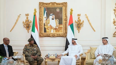 Sheikh Mohamed bin Zayed meets with Abdul Fattah al-Burhan. Ministry of Presidential Affairs