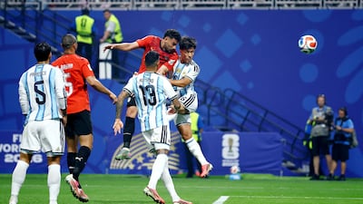 Yasser Ibrahim heads home for Egypt to make it 1-0. Reuters