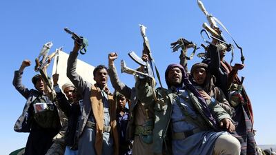 Houthi supporters during the funeral of Houthi fighters allegedly killed during clashes in Sanaa, Yemen. Yahya Arhab / EPA