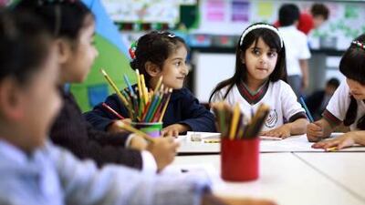 The FNC’s Sultan al Muazzin says pay raises for teachers are unlikely. Above, pupils at the Emirates National Schools.