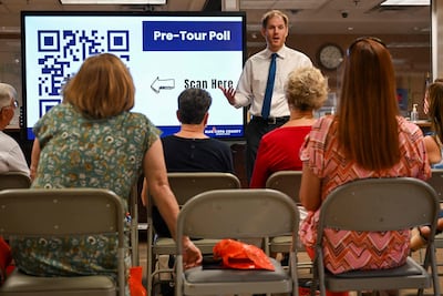 A talk against election disinformation, in Phoenix, Arizona on June 3. AFP