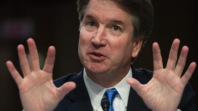 (FILES) In this file photo taken on September 05, 2018 (FILES) In this file photo taken on September 5, 2018; US Supreme Court nominee Brett Kavanaugh speaks on the second day of his confirmation hearing in front of the US Senate in Washington DC. Democrats in the US Senate are investigating a new bombshell allegation of sexual misconduct against President Donald Trump's nominee for the Supreme Court, The New Yorker said Sunday. Deborah Ramirez, 53, told the magazine Brett Kavanaugh exposed himself to her during a college party at Yale University in the 1980s, thrust his genitals in her face and caused her to touch them without her consent. / AFP / SAUL LOEB