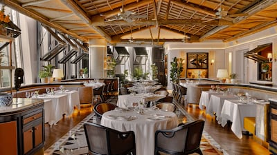 The restaurant has an airy layout and African motifs. Photo: Mandarin Oriental Downtown Dubai