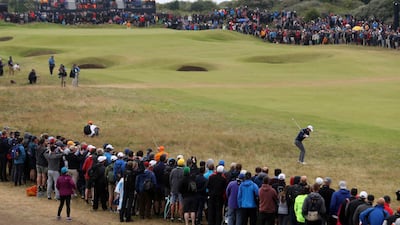 Jordan Spieth of the United States plays a shot on the 16th fairway during the final round of the British Open Golf Championship, at Royal Birkdale, Southport, England, Sunday July 23, 2017. Peter Morrison / AP Photo