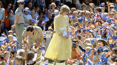 The Prince And Princess Of Wales meet school children during a trip to Alice Springs. Getty Images