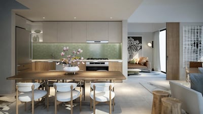 A view of a dining room in a Valley residential unit.