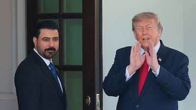 US President Donald Trump and Iraqi Prime Minister Ali Al Zaidi outside the White House on Tuesday. Reuters