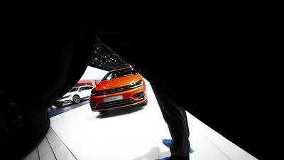 A Volkswagen Touran R-Line being prepped for the media day of the Frankfurt International Motor Show. Kai Pfaffenbach / Reuters