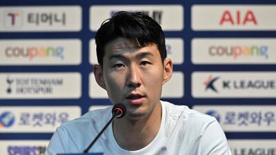 Tottenham Hotspur's South Korean striker Son Heung-min speaks during a pre-match press conference ahead of the exhibition match against Team K-league. AFP