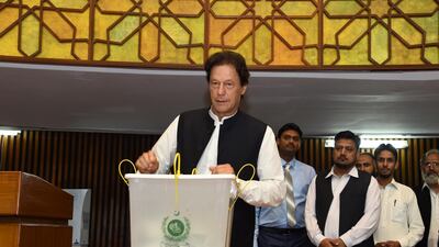 Imran Khan casting his vote for the Presidential elections in Islamabad, Pakistan, 04 September 2018. EPA