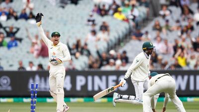 Keshav Maharaj is run out by Mitchell Starc. Getty