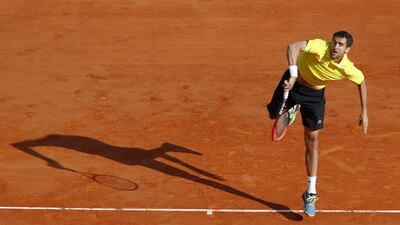 Marin Cilic serves against Florian Mayer during his second round Monte Carlo Masters victory on Tuesday. Sebastien Nogier / EPA / April 14, 2015