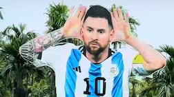 Cutouts taller than coconut trees have been installed by fans in Kerala, India, to show their love for Argentina star Lionel Messi. Photo: Honda Boys Pullavoor