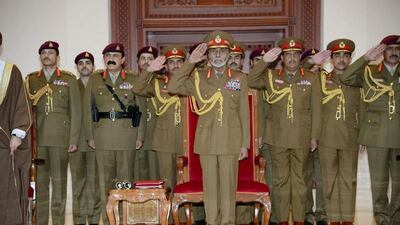 Omani leader Sultan Qaboos attends a military parade during National Day celebrations in Muscat, Oman. REUTERS
