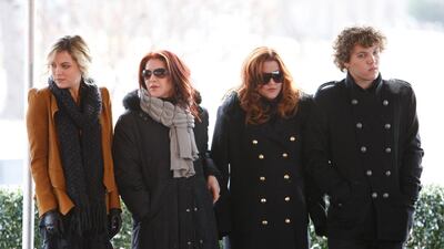 Lisa Marie Presley, third from right, with son Benjamin Keough, who died by suicide in 2020. AP