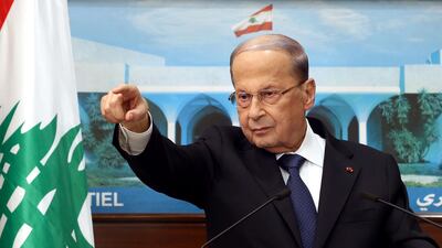 President Michel Aoun talking to the press about ongoing consultations to form a new cabinet. AFP, HO via DALATI AND NOHRA