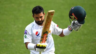 Pakistan batsman Mohammad Rizwan departs after his dismissal to Australian bowler Nathan Lyon for 95. AFP