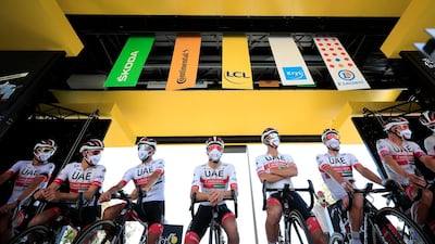 UAE Team Emirates ahead of Stage 8. PA