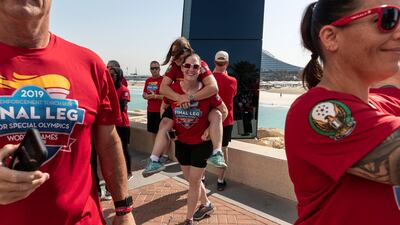 The torch run visits the Burj Al Arab in Dubai. Antonie Robertson / The National