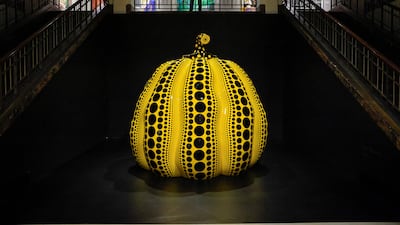 Kusama's 'Pumpkin' sculpture on display in New York. AFP