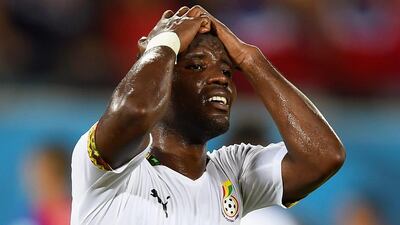 Kwadwo Asamoah of Ghana reacts during his side's loss to the United States on Monday in the 2014 World Cup. Jamie McDonald / Getty Images / June 16, 2014