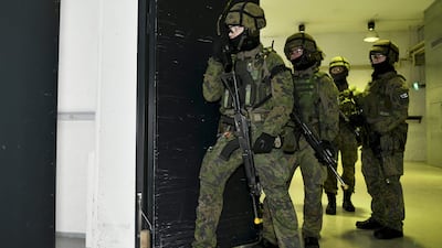 Finnish soldiers during an exercise in Helsinki. AFP