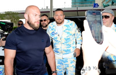 IBF, WBA and WBO heavyweight champion Oleksandr Usyk arrives for a media day in Riyadh. PA
