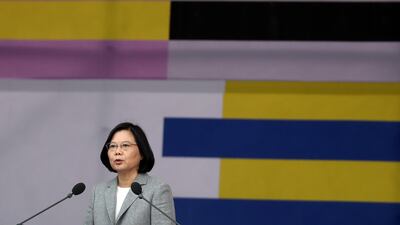 President Tsai Ing-wen speaks during the Taiwan National Day celebrations in Taipei, Taiwan. EPA