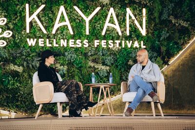 Egyptian entrepreneur and author Mo Gawdat, right, was one of the key speakers. Photo: Kayan Wellness Festival