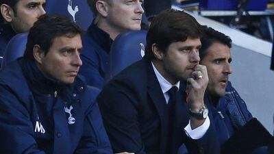 Tottenham Hotspur manager Mauricio Pochettino, watches his side during their 2-1 loss to Stoke City on Sunday in the Premier League. Eddie Keogh / Reuters / November 9, 2014